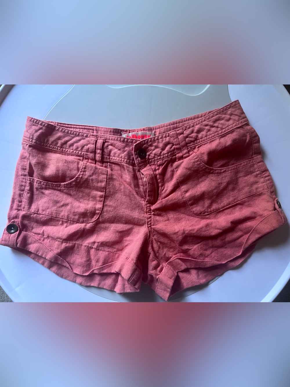 Dollhouse Coral-Red Denim-Style Women's Shorts